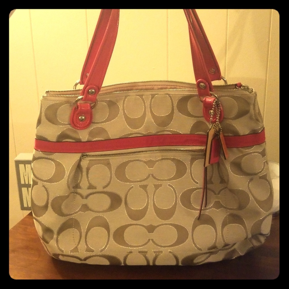Coach Women's: Pink and Tan Coach Bag 